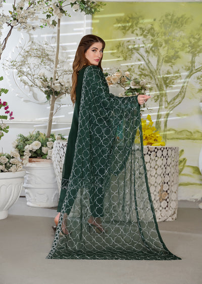 SLM607 Raina - Readymade Green Chiffon Outfit - Memsaab Online