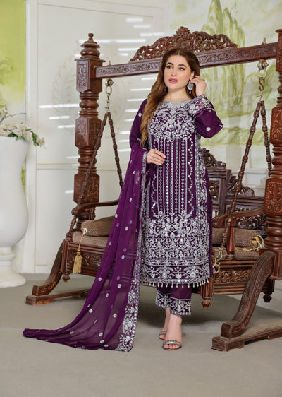 SLM604 Readymade Purple Chiffon Outfit - Memsaab Online