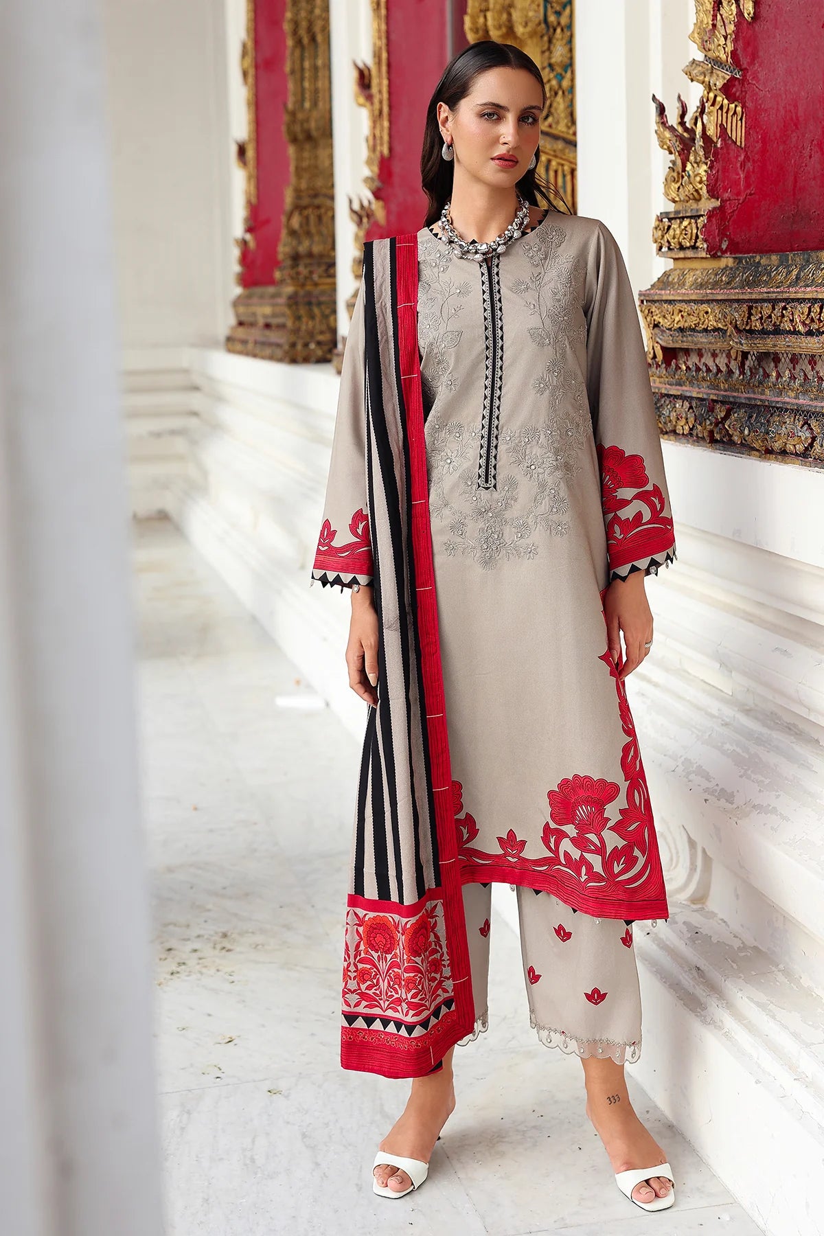ANW6-08 CHARIZMA 3-PC Unstitched Embroidered Linen Collection 2025 - Memsaab Online