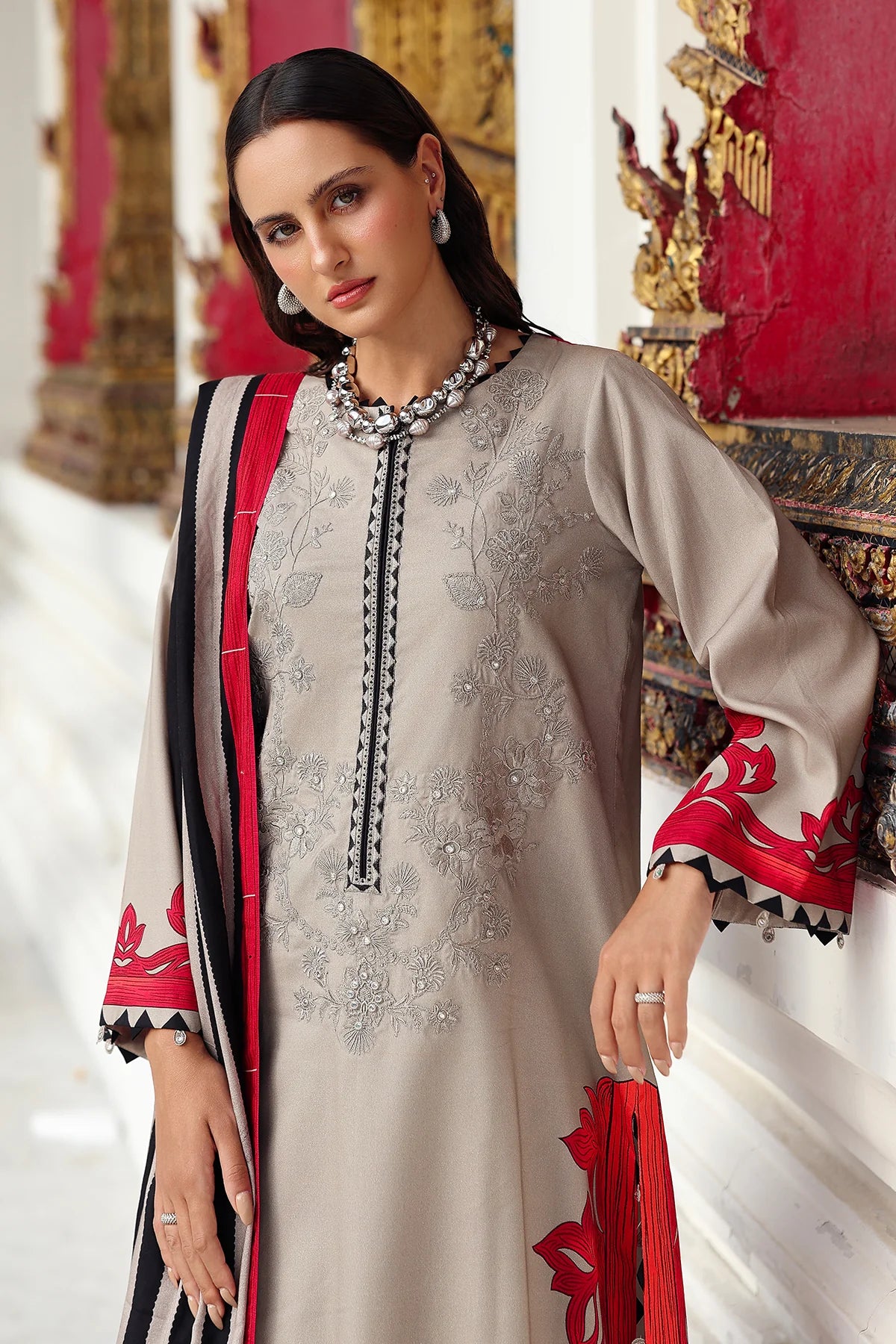 ANW6-08 CHARIZMA 3-PC Unstitched Embroidered Linen Collection 2025 - Memsaab Online