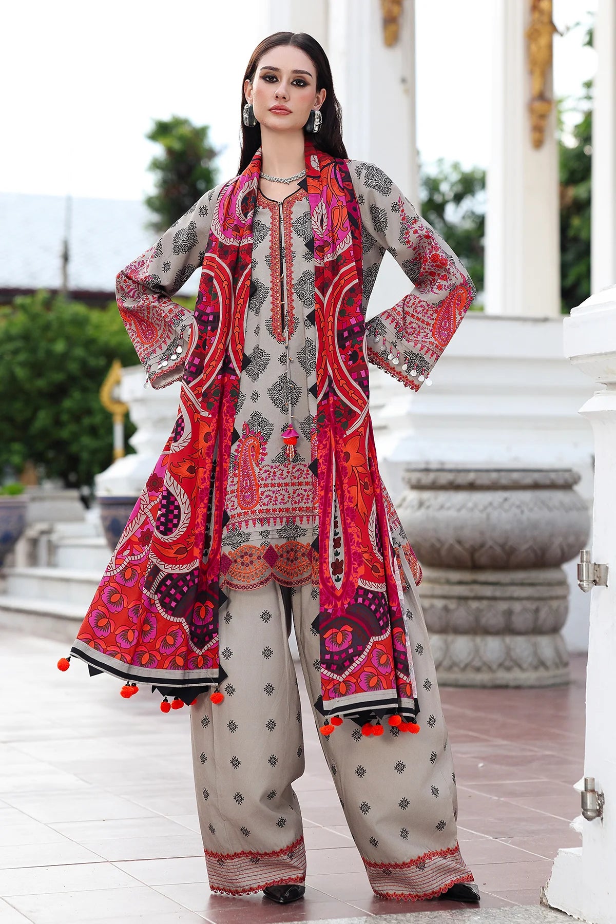 ANW6-01 CHARIZMA 3-PC Unstitched Embroidered Linen Collection 2025 - Memsaab Online