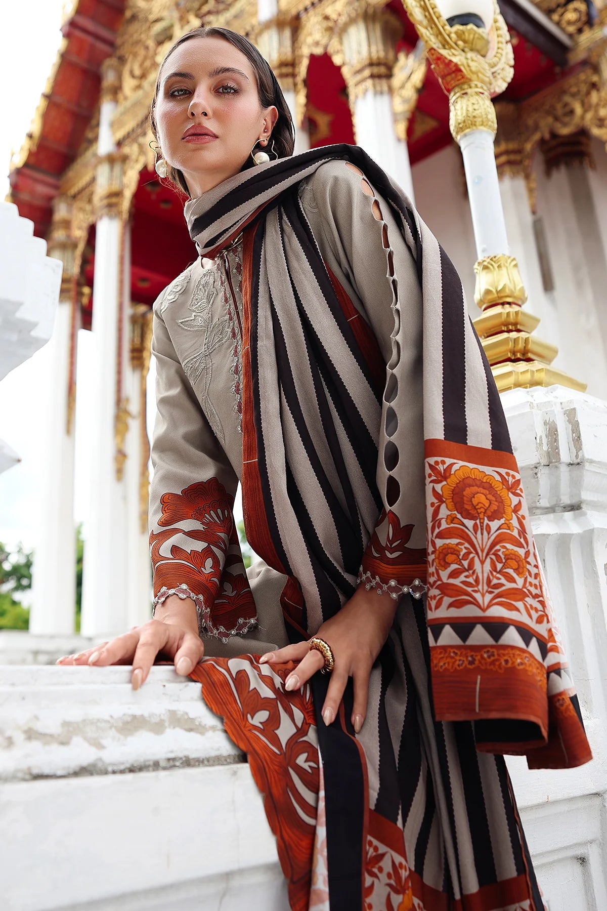 ANW6-05 CHARIZMA 3-PC Unstitched Embroidered Linen Collection 2025 - Memsaab Online