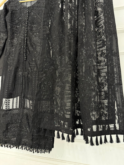 JV1664 Black Readymade Chiffon Suit - Memsaab Online