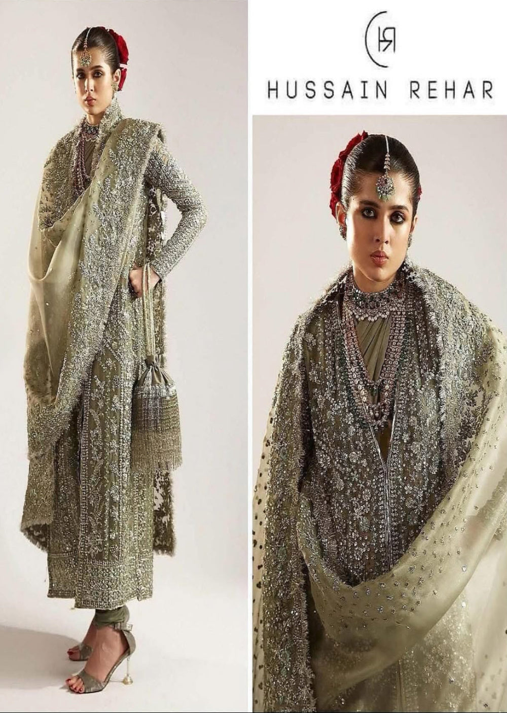 HUSSAIN REHAR JADEITE - Unstitched organza Inspired Outfit - Memsaab Online