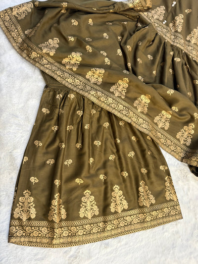 HK197 - Olive - Readymade Linen Outfit - Memsaab Online