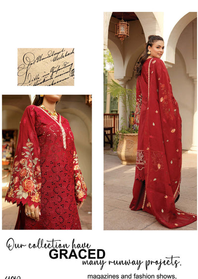 B-1102-R - Readymade - Bahaar Luxury Lawn Collection 2023 - Memsaab Online