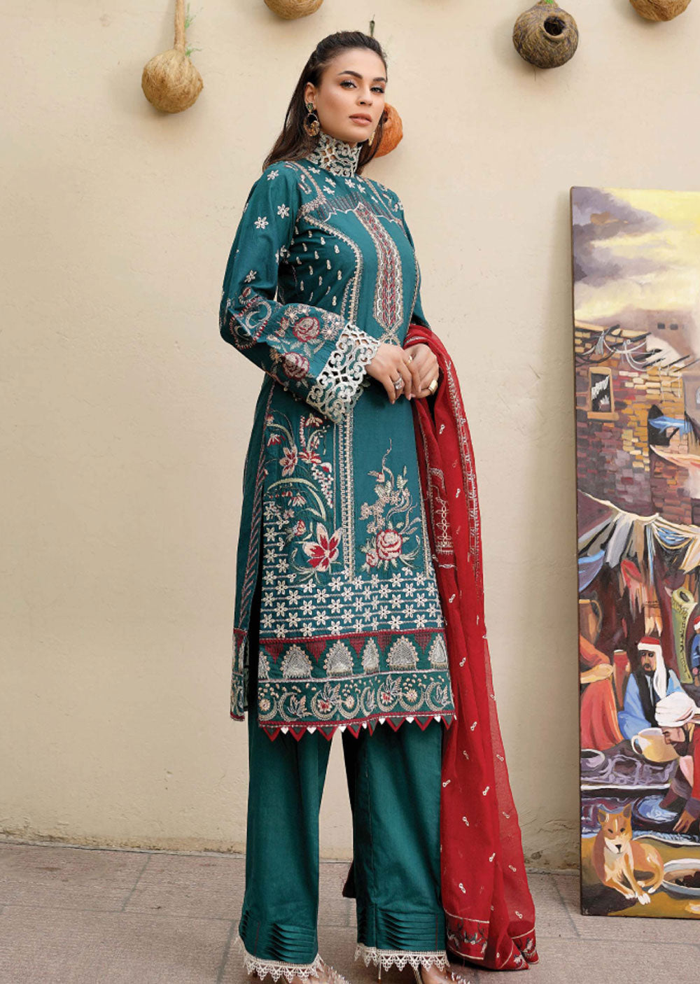 B-1108 - Unstitched - Bahaar Luxury Lawn Collection 2023 - Memsaab Online