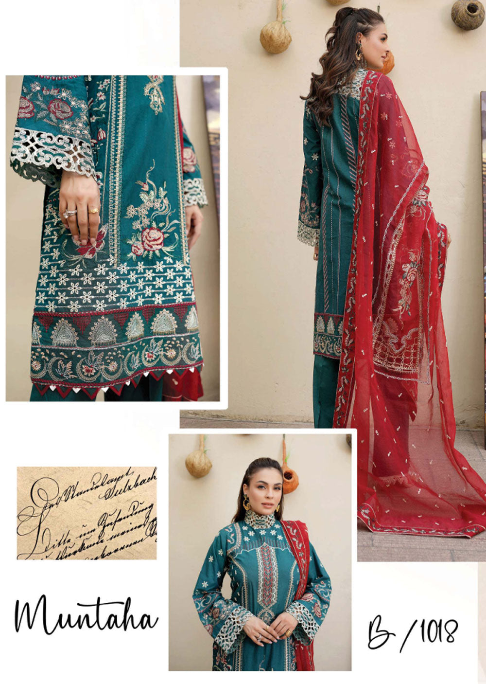 B-1108-R - Readymade - Bahaar Luxury Lawn Collection 2023 - Memsaab Online