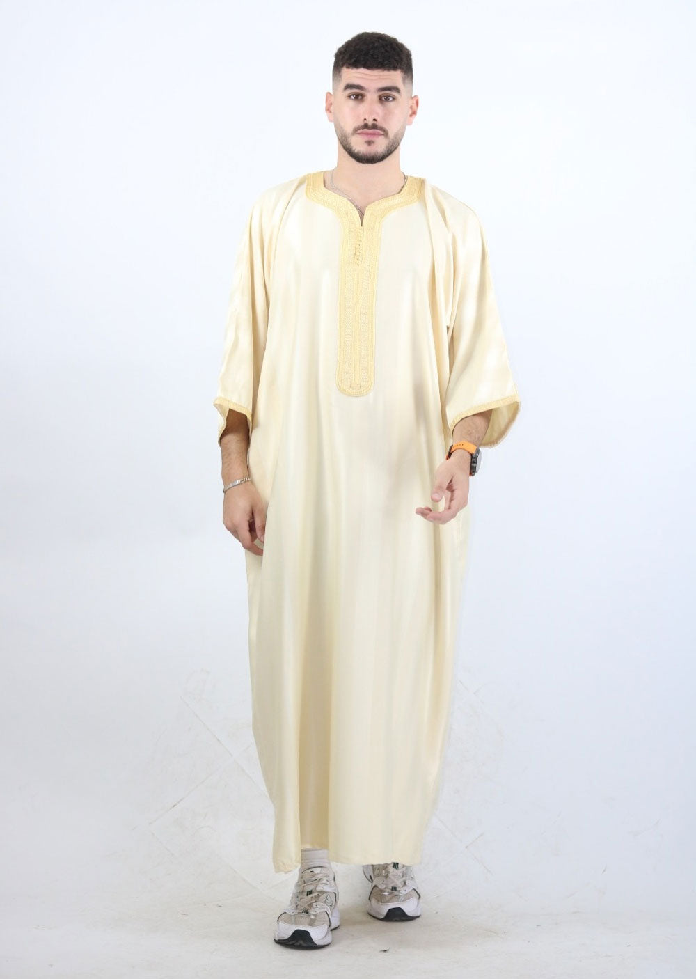 MRC103 Gold Moroccan Embroidered Thobe - Memsaab Online