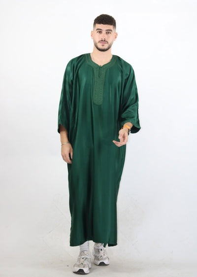 MRC103 Green Moroccan Embroidered Thobe - Memsaab Online