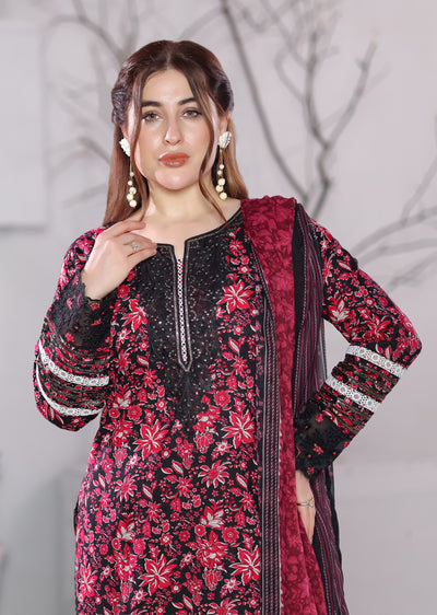 MDNA-22 - Black Embroidered Lawn Outfit - Memsaab Online