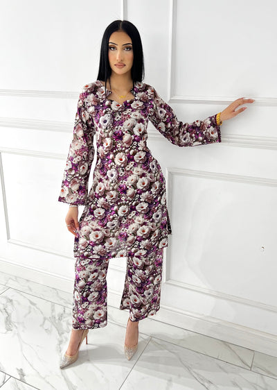 BUT-109 - Nude Perple - S.Prints Printed Lawn Co-ords - Memsaab Online