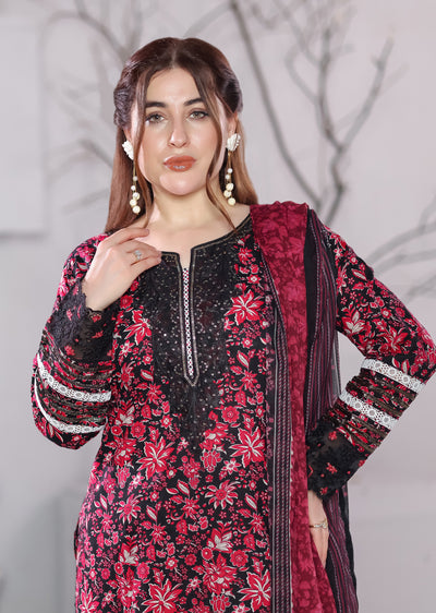 MDNA-22 - Black Embroidered Lawn Outfit - Memsaab Online