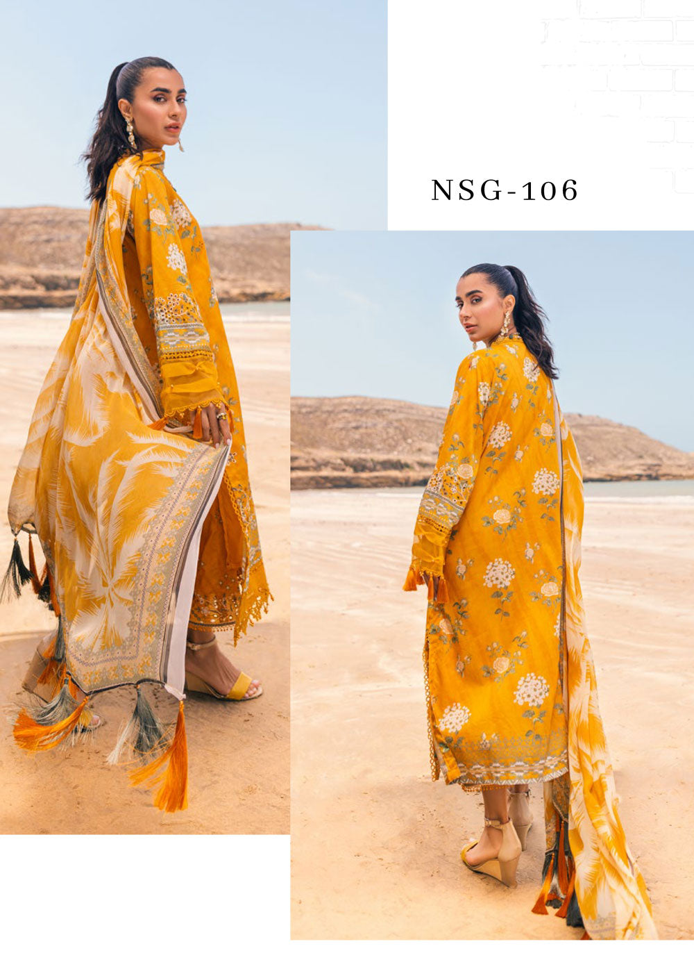 NRH-106 - Unstitched - Gardenia Collection by Nureh Collection 2023 - Memsaab Online