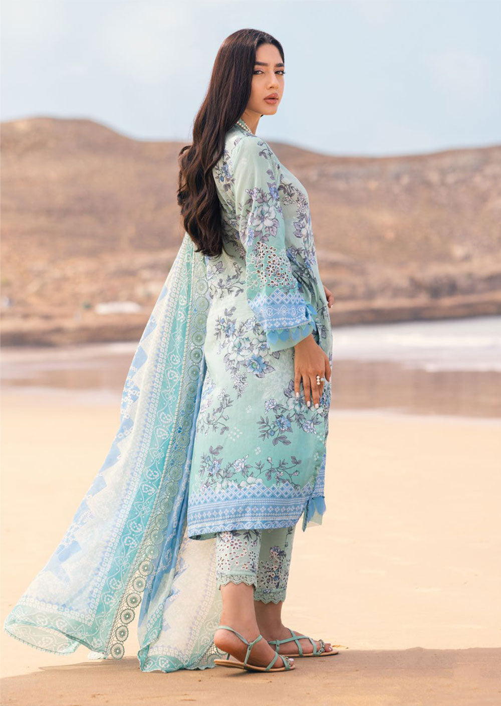 NRH-107 - Unstitched - Gardenia Collection by Nureh Collection 2023 - Memsaab Online