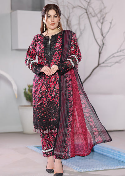 MDNA-22 - Black Embroidered Lawn Outfit - Memsaab Online