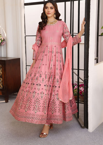 HK242 Sara Baksh - Pink Readymade Dress Suit - Memsaab Online