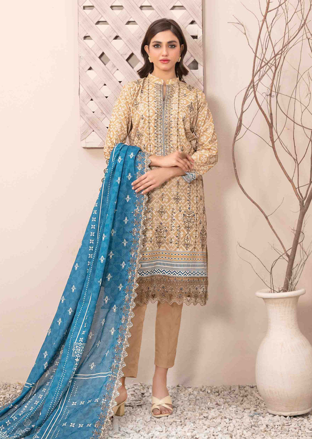 D-2610 - Unstitched - Ursiya Embroidered Lawn by Tawakkal 2024 - Memsaab Online