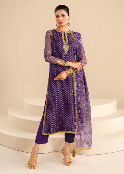 UF-625 - Readymade - Baroque Embroidered Chiffon Suit 2024 - Memsaab Online