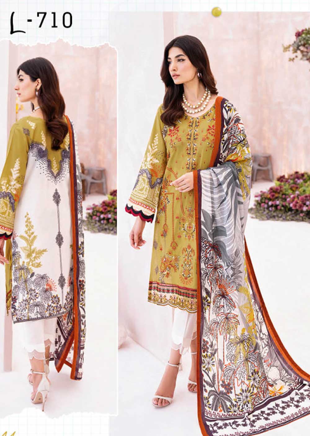 L-710-R - Readymade - Ramsha Mashaal Luxury Lawn Vol 07 2023 - Memsaab Online