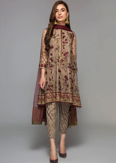 UF-14 - Readymade - Baroque Embroidered Net Suit 2024 - Memsaab Online