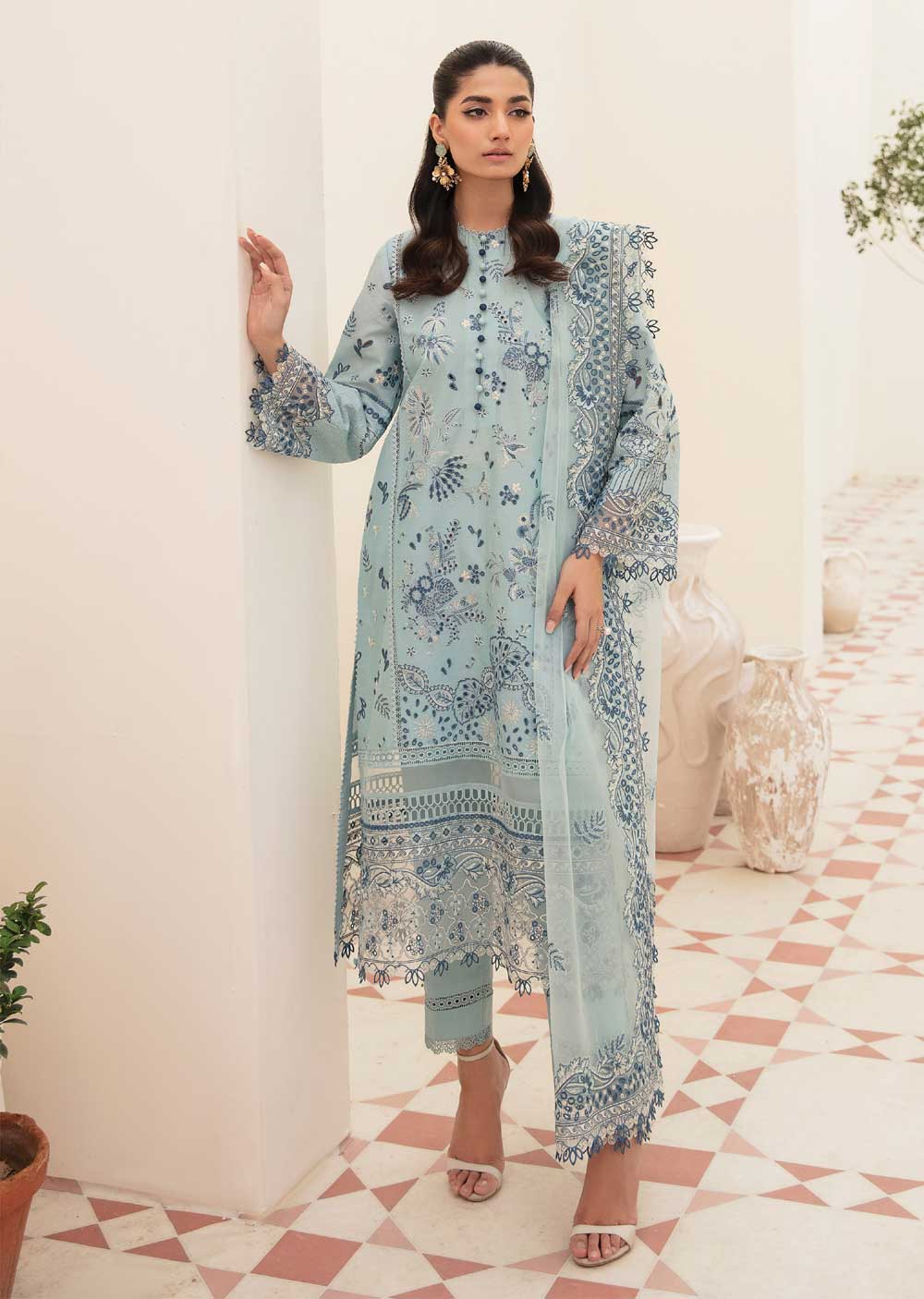 ACL-10 - Powder Blue - Unstitched - Chickenkari Lawn Collection by Afrozeh 2023 - Memsaab Online