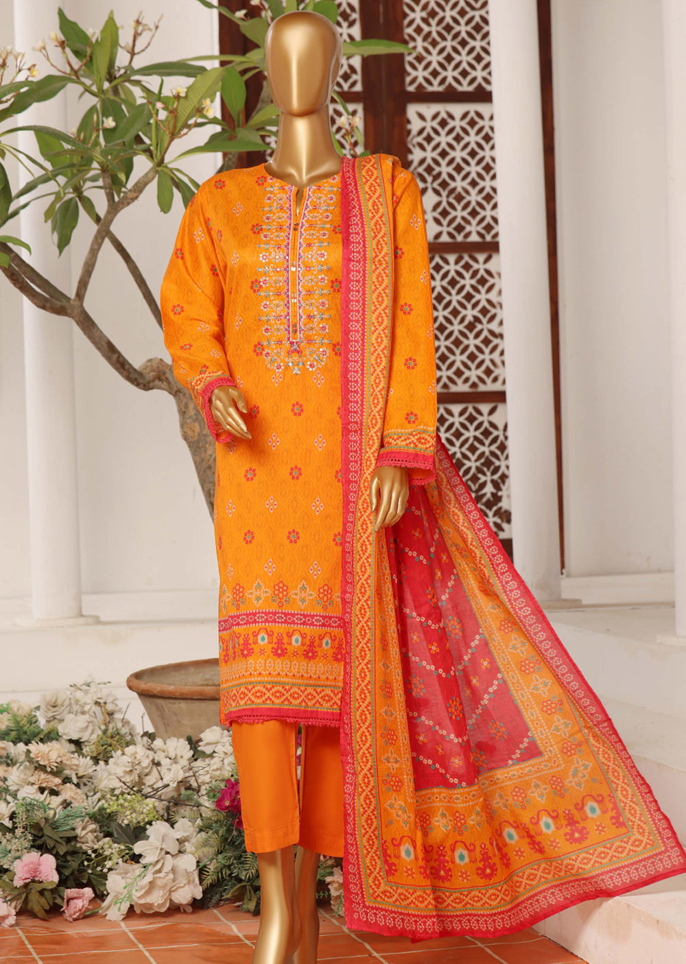 SDR-110 Summer Embroidered Lawn Suit - Memsaab Online