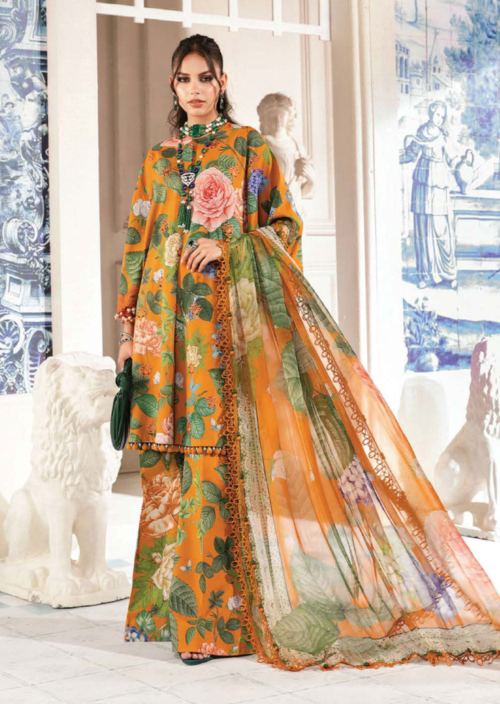 MSBT-110-B - Unstitched - Maria B MPrints Lawn Eid Collection 2024 - Memsaab Online