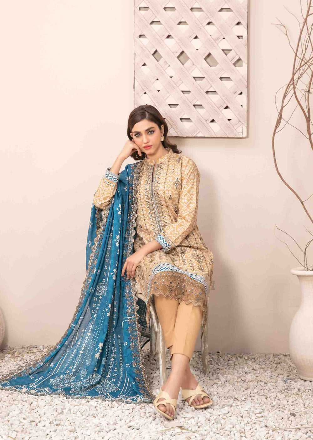 D-2610 - Unstitched - Ursiya Embroidered Lawn by Tawakkal 2024 - Memsaab Online