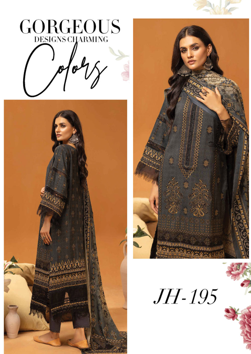 JH-195 - Unstitched - Roop Collection by Johra 2024 - Memsaab Online