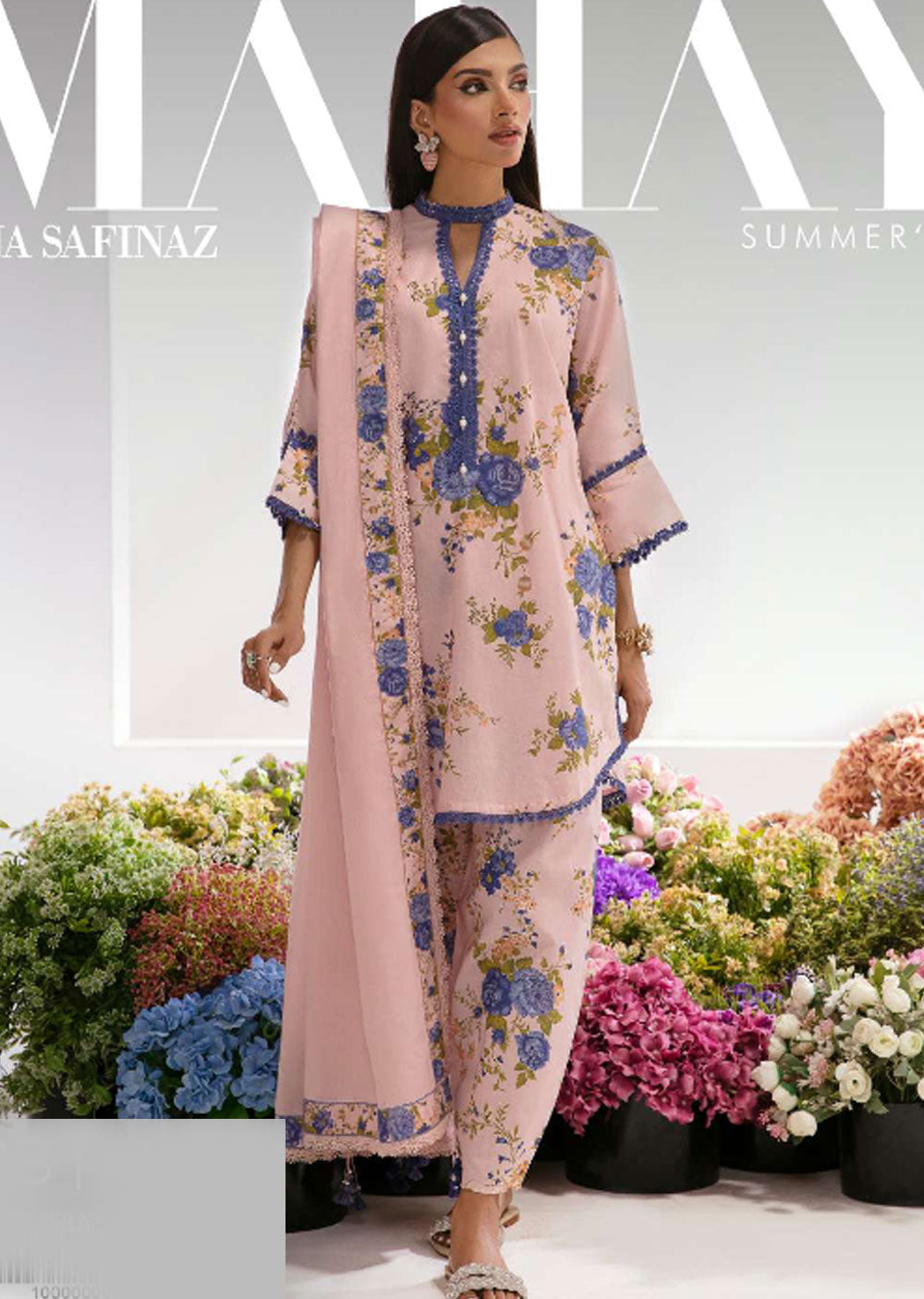 MZN-10-B - Unstitched - Mahay Summer Collection by Sana Safinaz 2023 - Memsaab Online