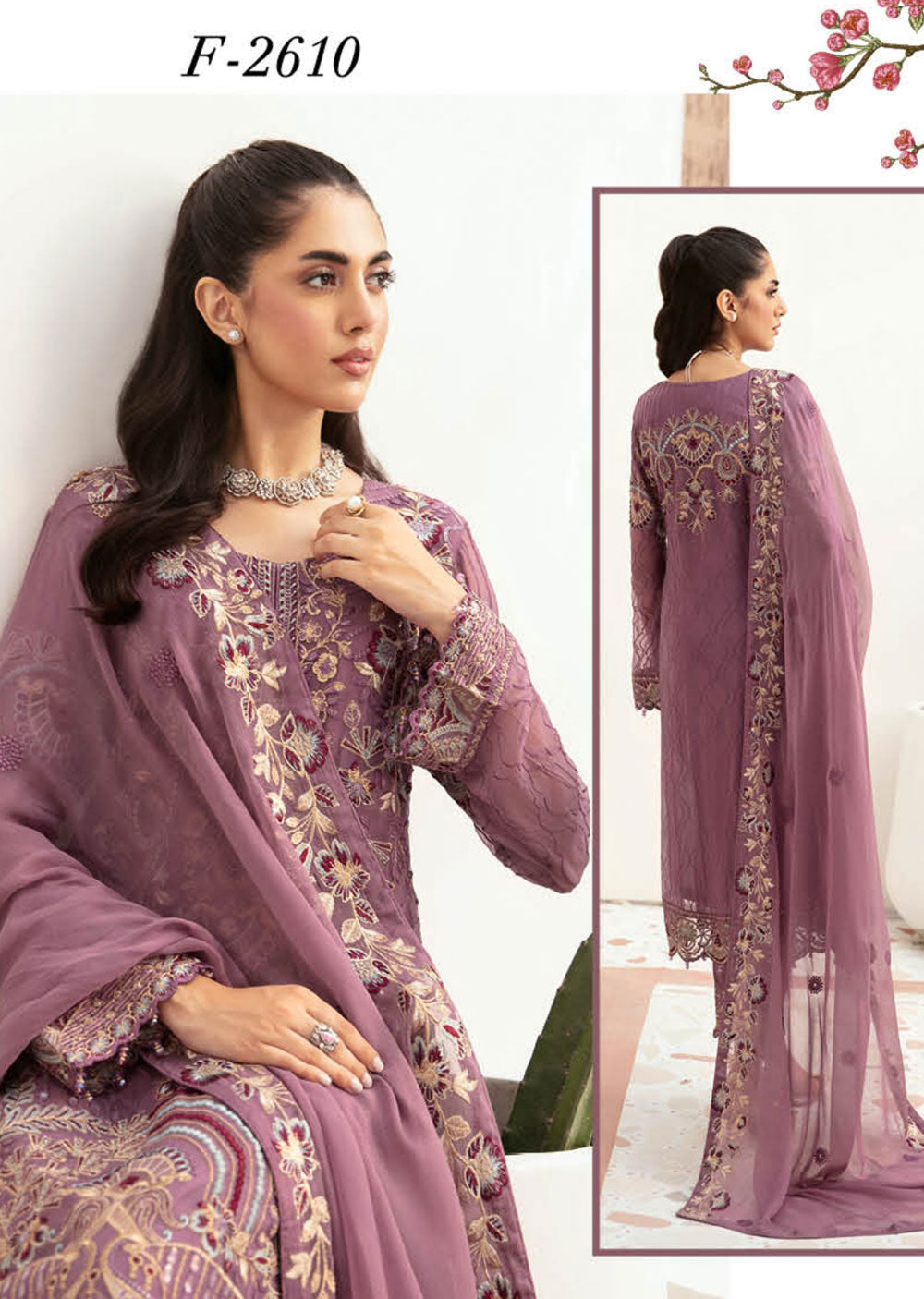 F-2610 - Unstitched - Ramsha Chiffon Collection Vol 26 2024 - Memsaab Online