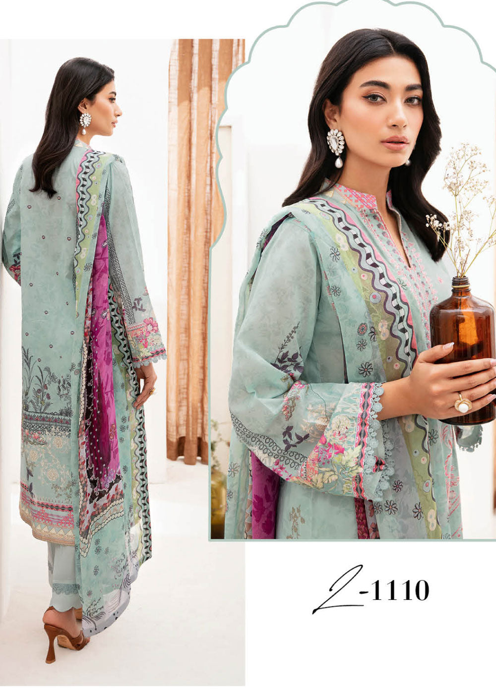 Z-1110-R - Readymade - Ramsha Mashaal Luxury Lawn Vol 11 - Memsaab Online