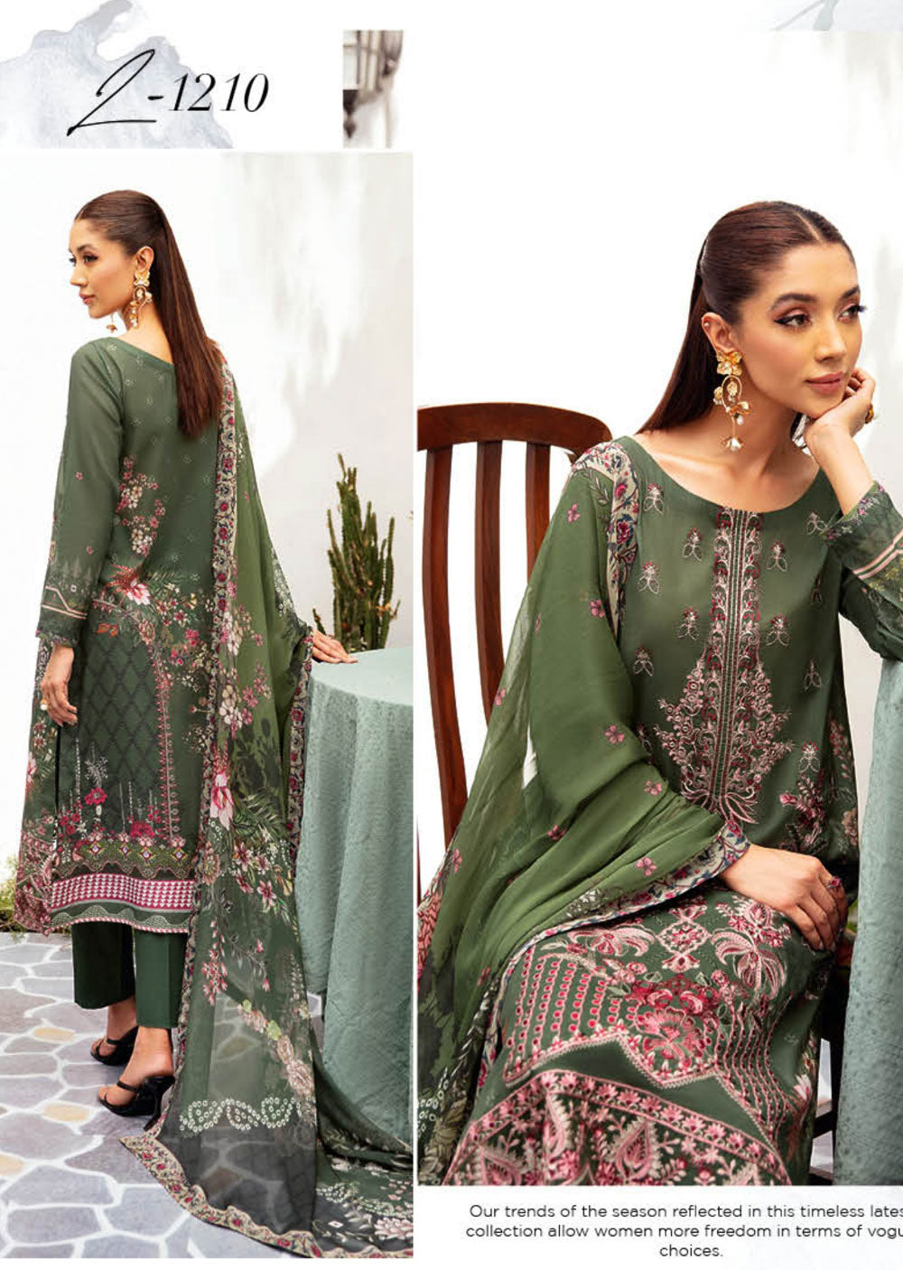 L-1210-R - Readymade - Ramsha Mashaal Luxury Lawn Vol 12 2024 - Memsaab Online