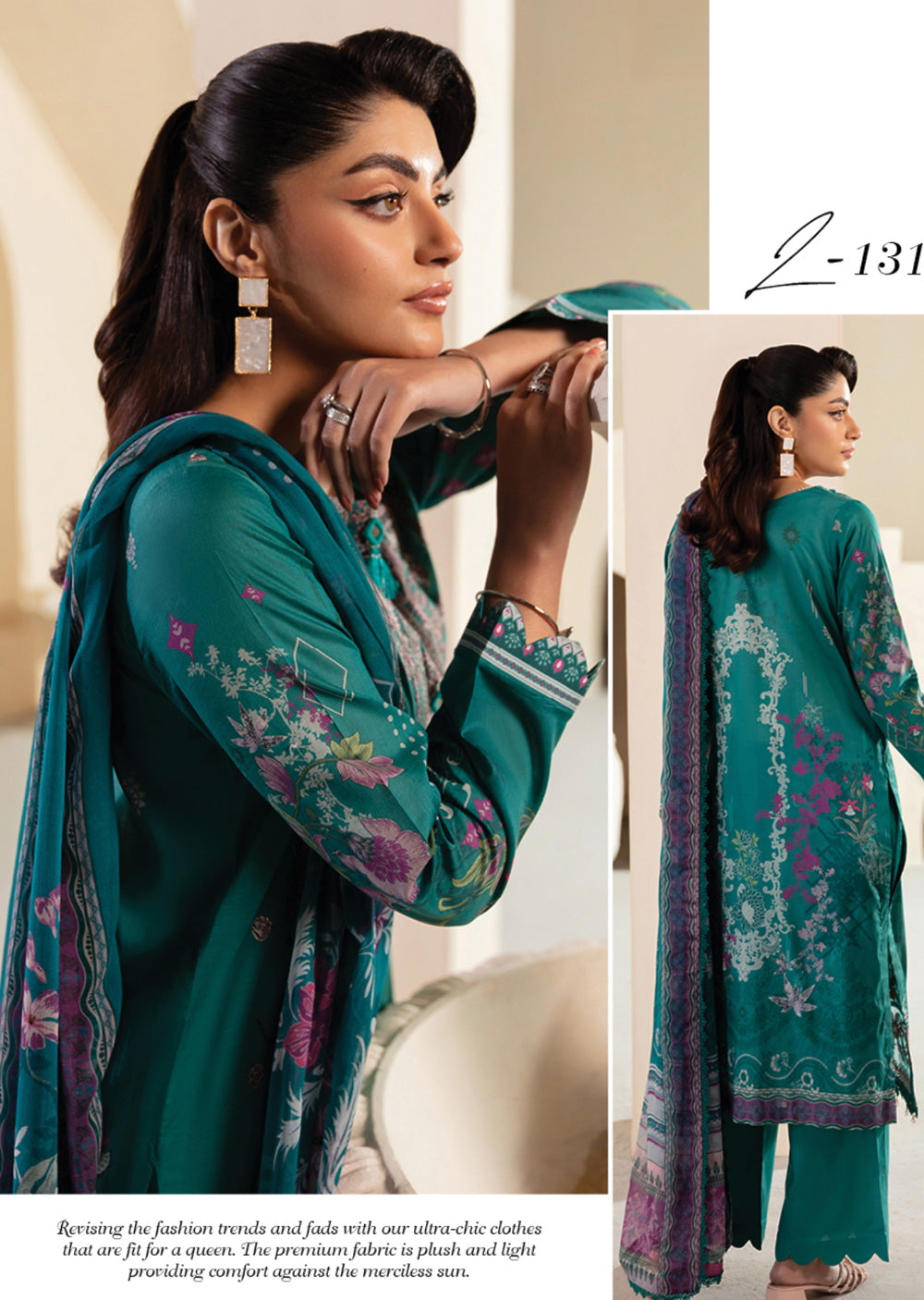 RMSHO-10 - Unstitched - Ramsha Mashaal Luxury Lawn Vol 13 - Memsaab Online