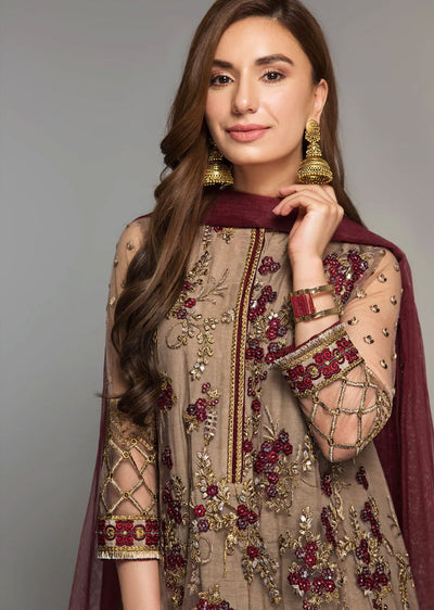 UF-14 - Readymade - Baroque Embroidered Net Suit 2024 - Memsaab Online
