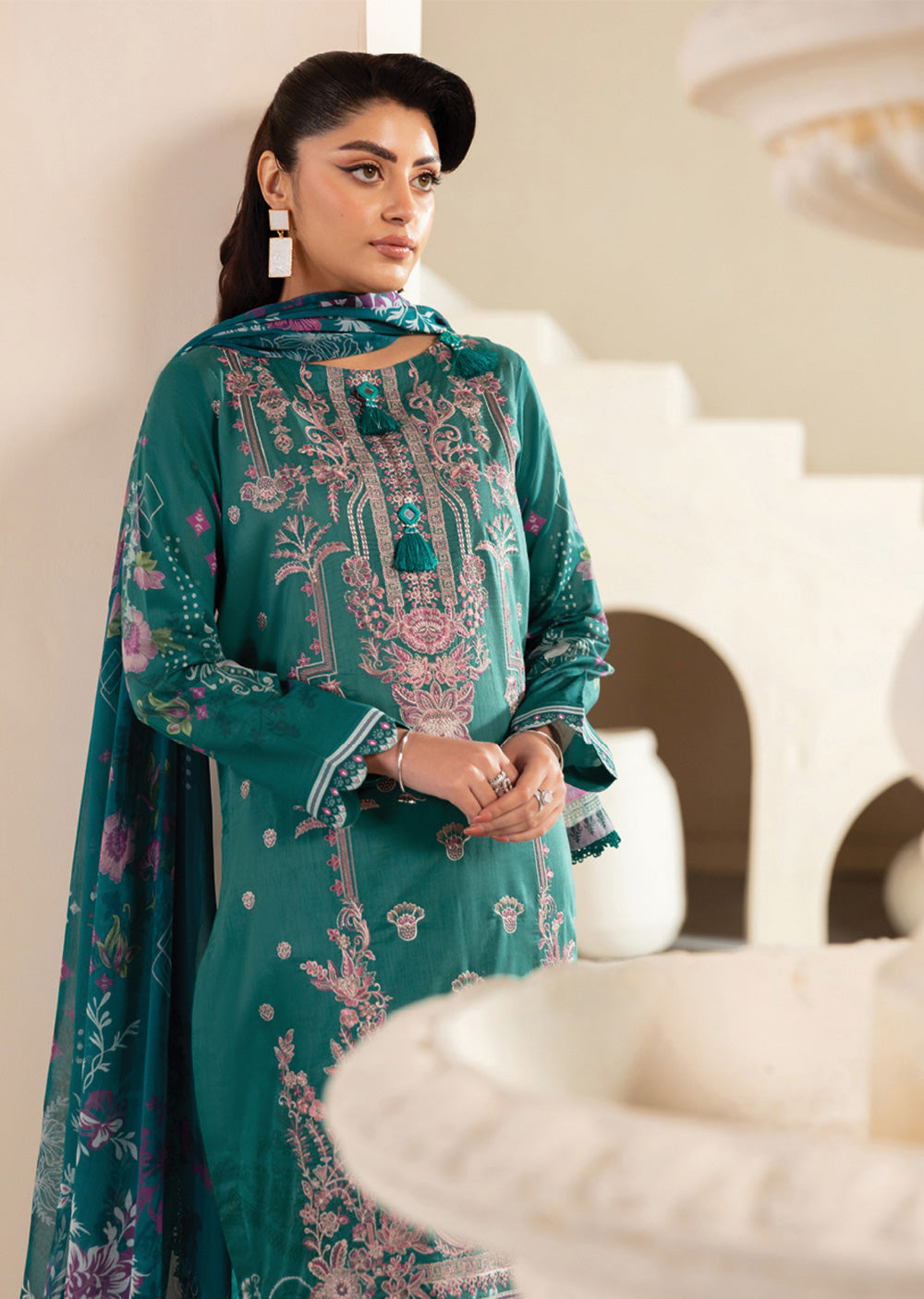 RMSHO-10 - Unstitched - Ramsha Mashaal Luxury Lawn Vol 13 - Memsaab Online