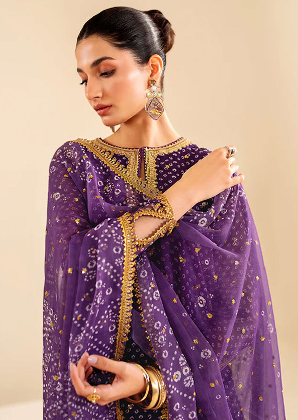 UF-625 - Readymade - Baroque Embroidered Chiffon Suit 2024 - Memsaab Online