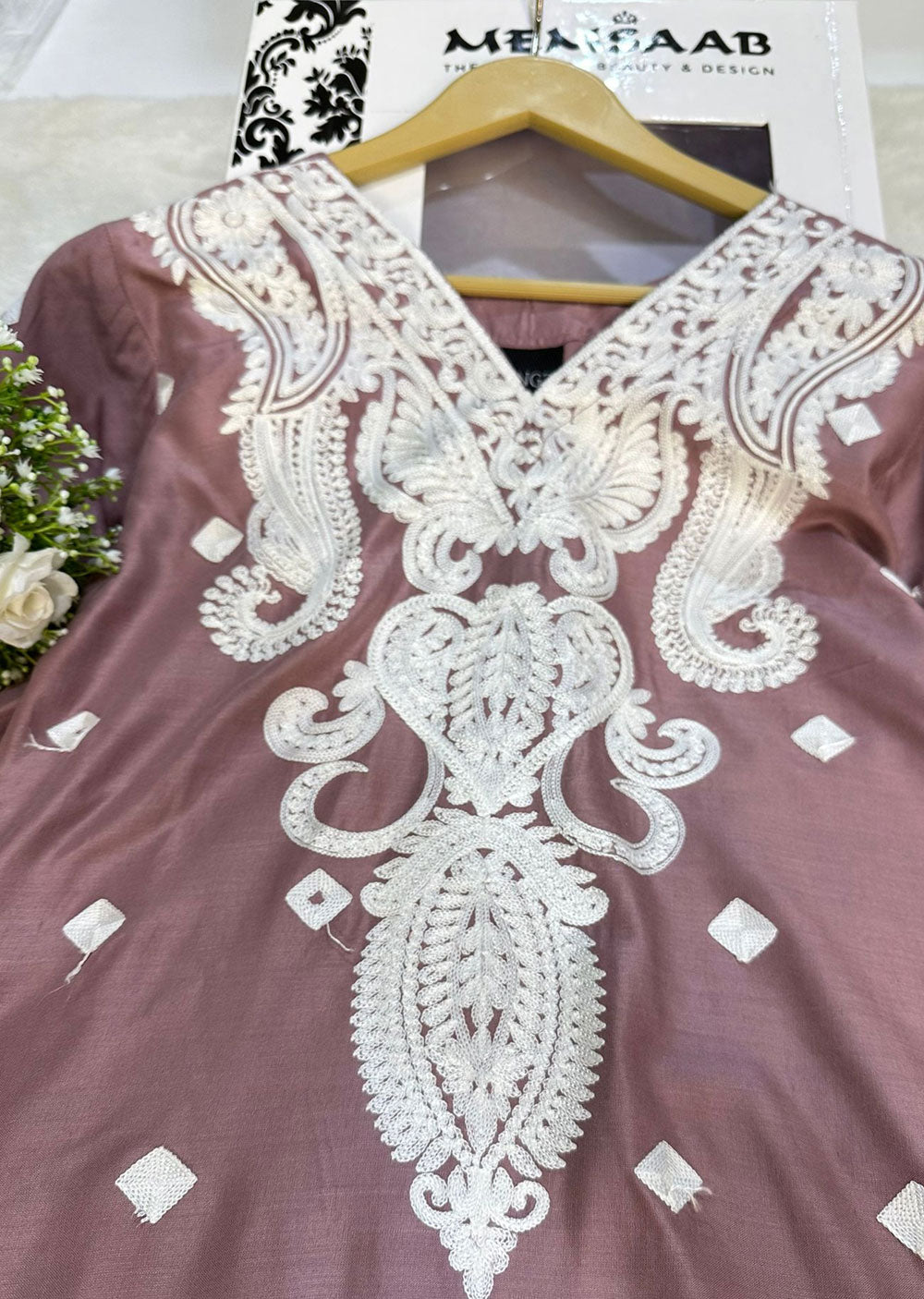 RGZ1102 Pink Linen Readymade Suit - Memsaab Online