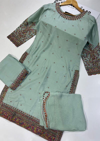 BP1108 Mint Readymade Linen Suit - Memsaab Online