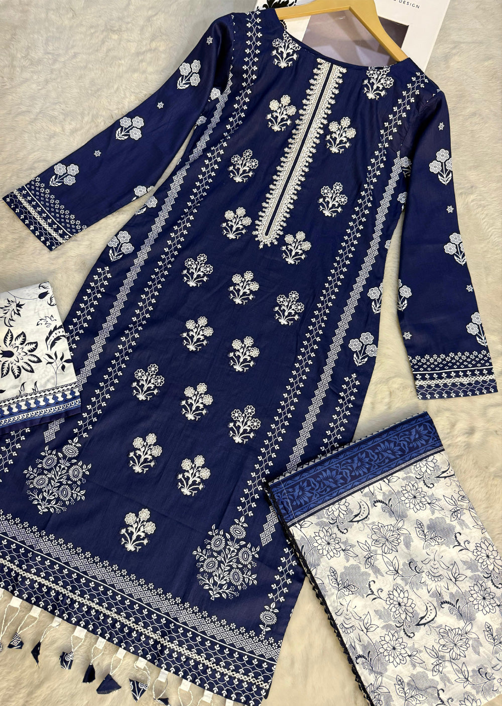 MDNA-02 - Blue Embroidered Lawn Outfit - Memsaab Online