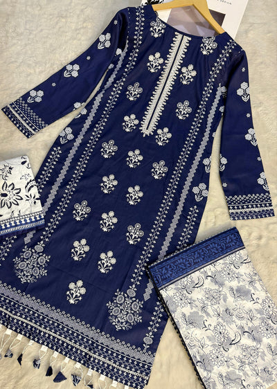 MDNA-02 - Blue Embroidered Lawn Outfit - Memsaab Online