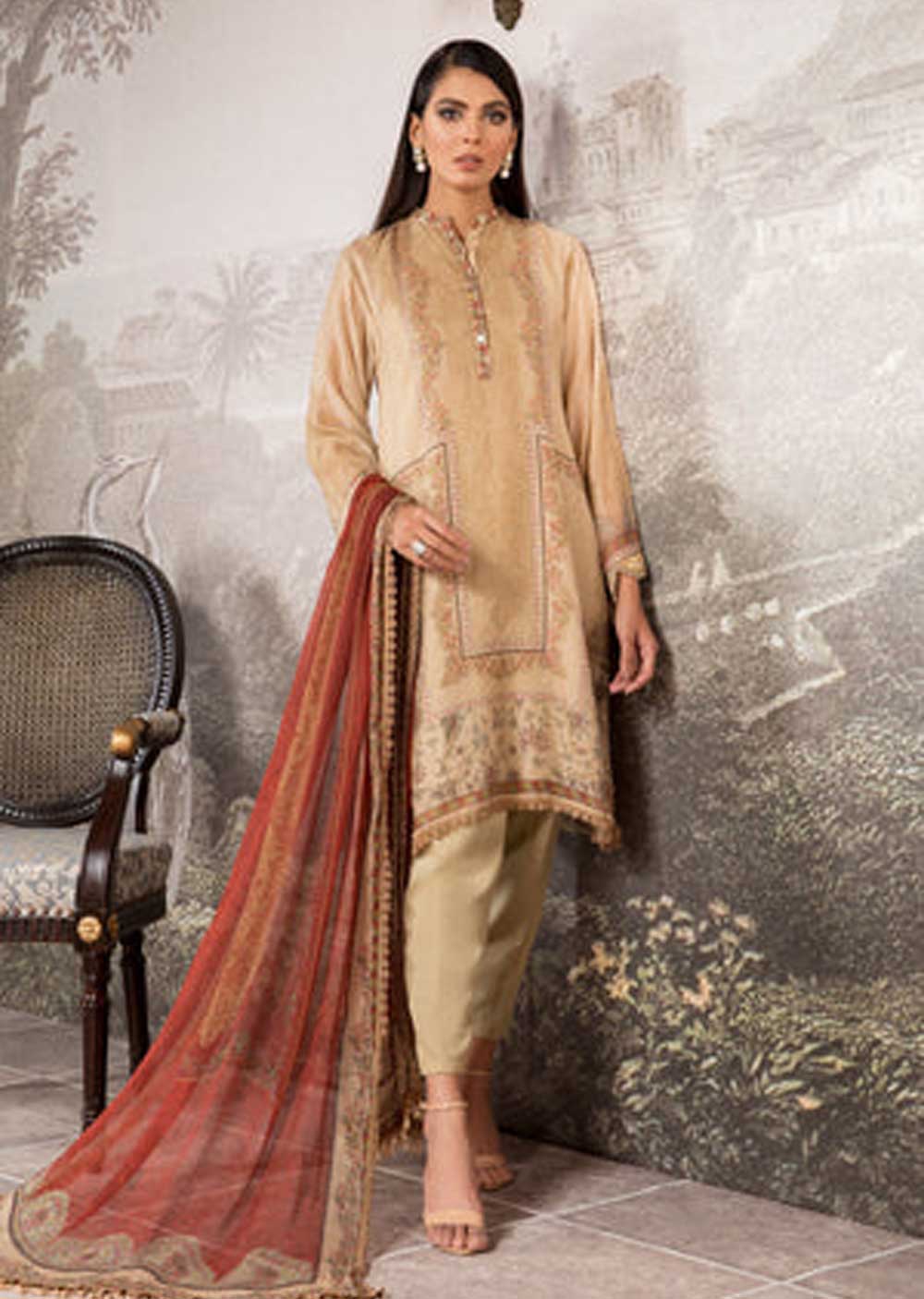 MDL-01 Unstitched Maria B Inspired Dhanak - Memsaab Online