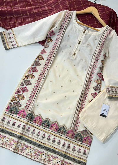 KLD301 Zimal - Cream Readymade Khadi Net Suit - Memsaab Online