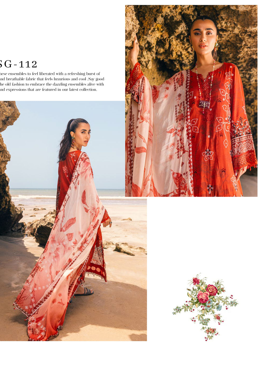 NRH-112 - Unstitched - Gardenia Collection by Nureh Collection 2023 - Memsaab Online