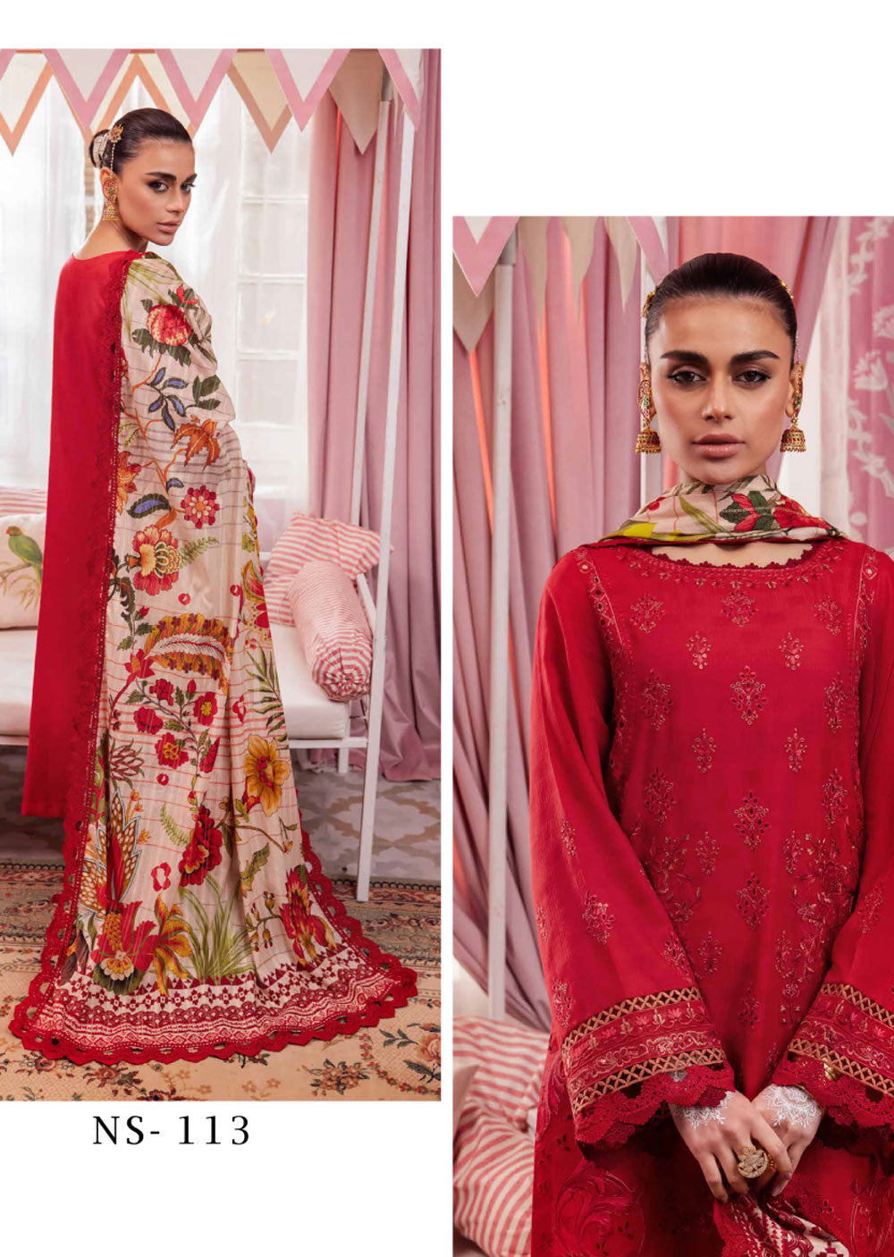 NDS-113-R - Readymade - Maya Lawn Collection by Nureh 2024 - Memsaab Online