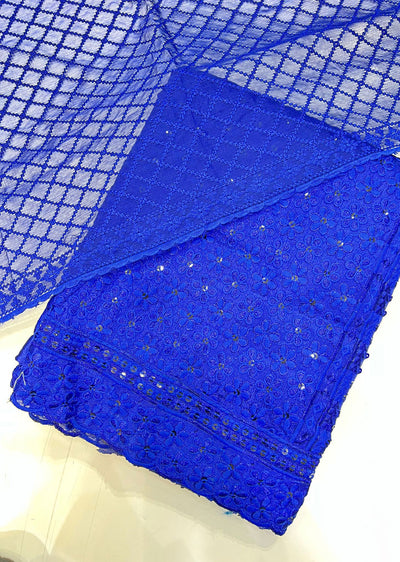 OP11408 Blue Unstitched Georgette Suit - Memsaab Online