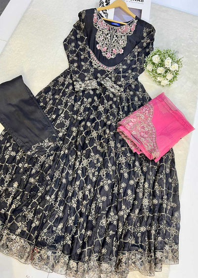H-1181 Black - Chiffon Maxi Dress - Memsaab Online