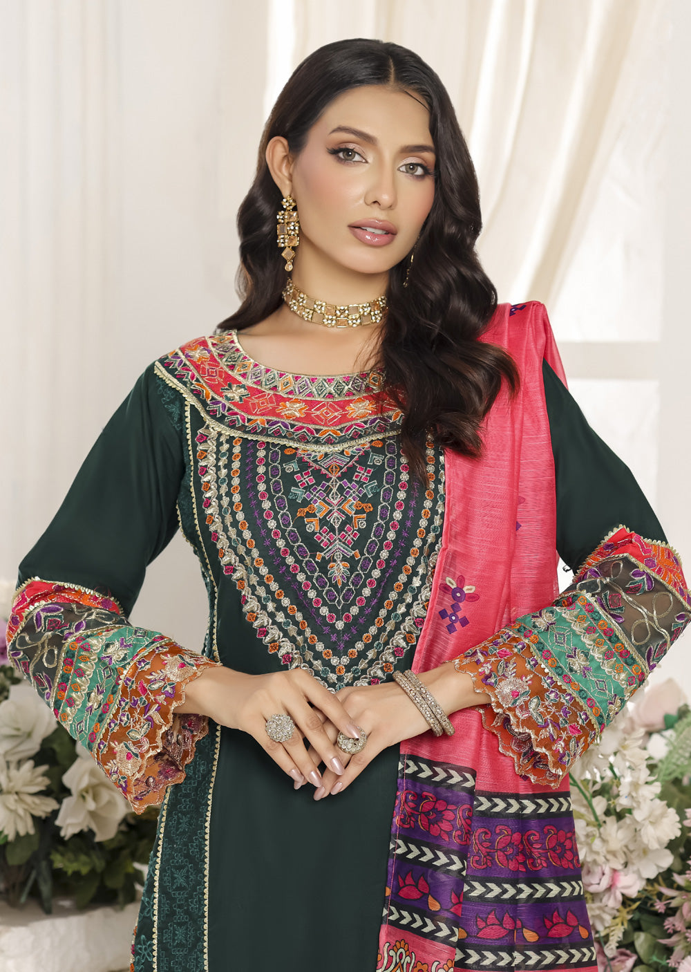 ATR-1157- Readymade Sehrish B Lux Cotton - Memsaab Online