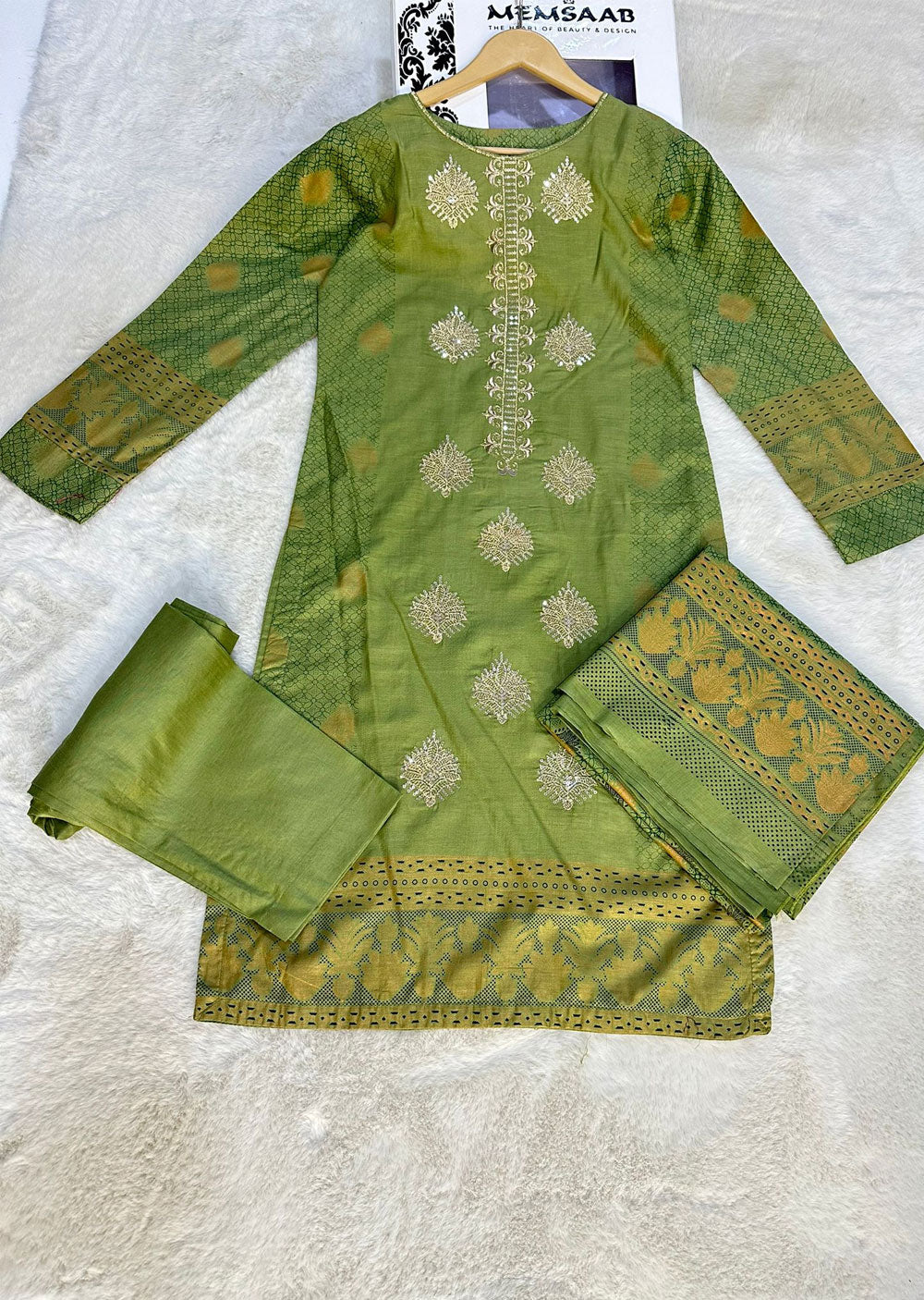 AMT470011 - Readymade Lawn Suit - Memsaab Online